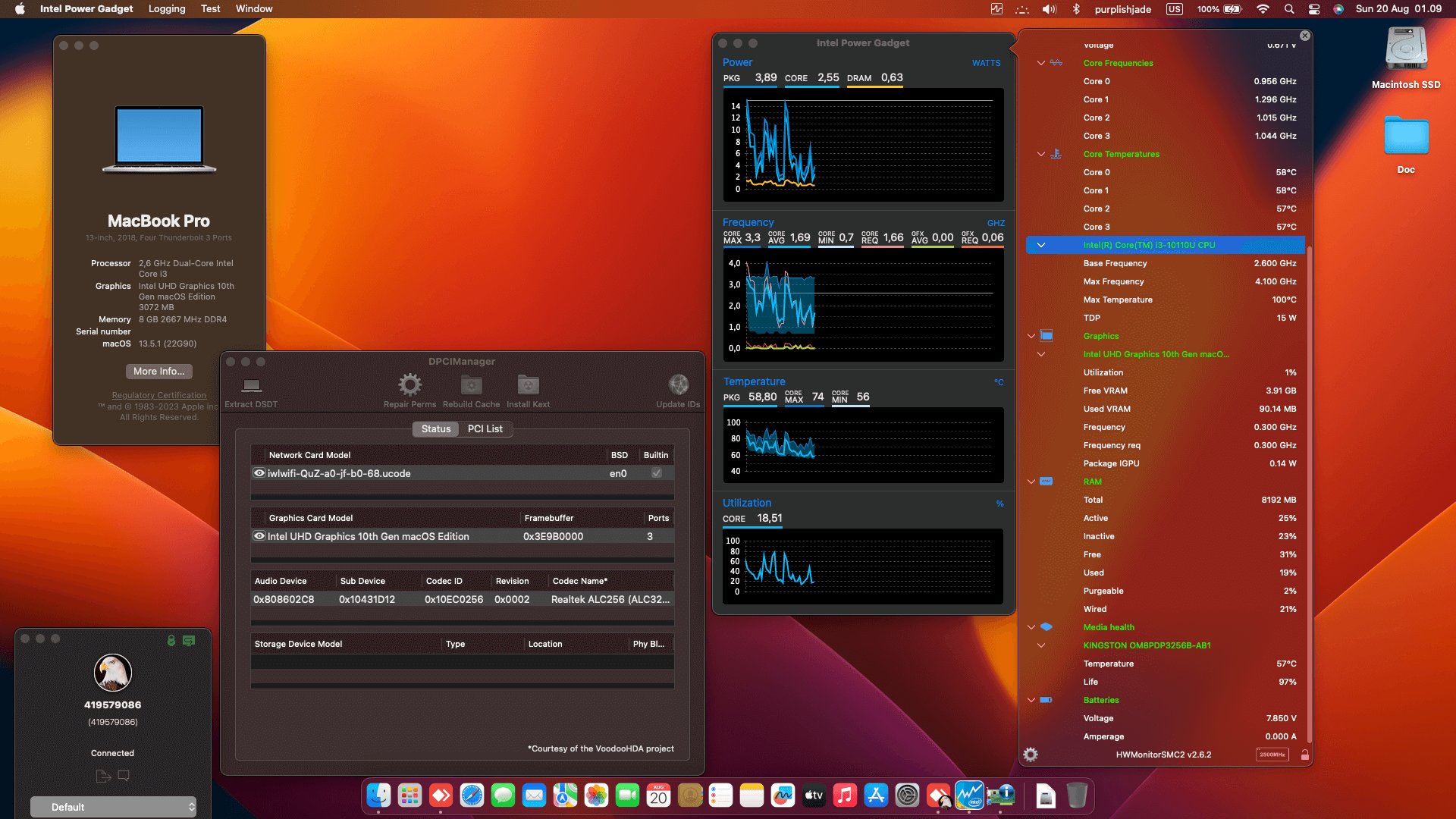 Success Hackintosh macOS Ventura 13.5.1 Build 22G90 in Asus VivoBook X415FAC